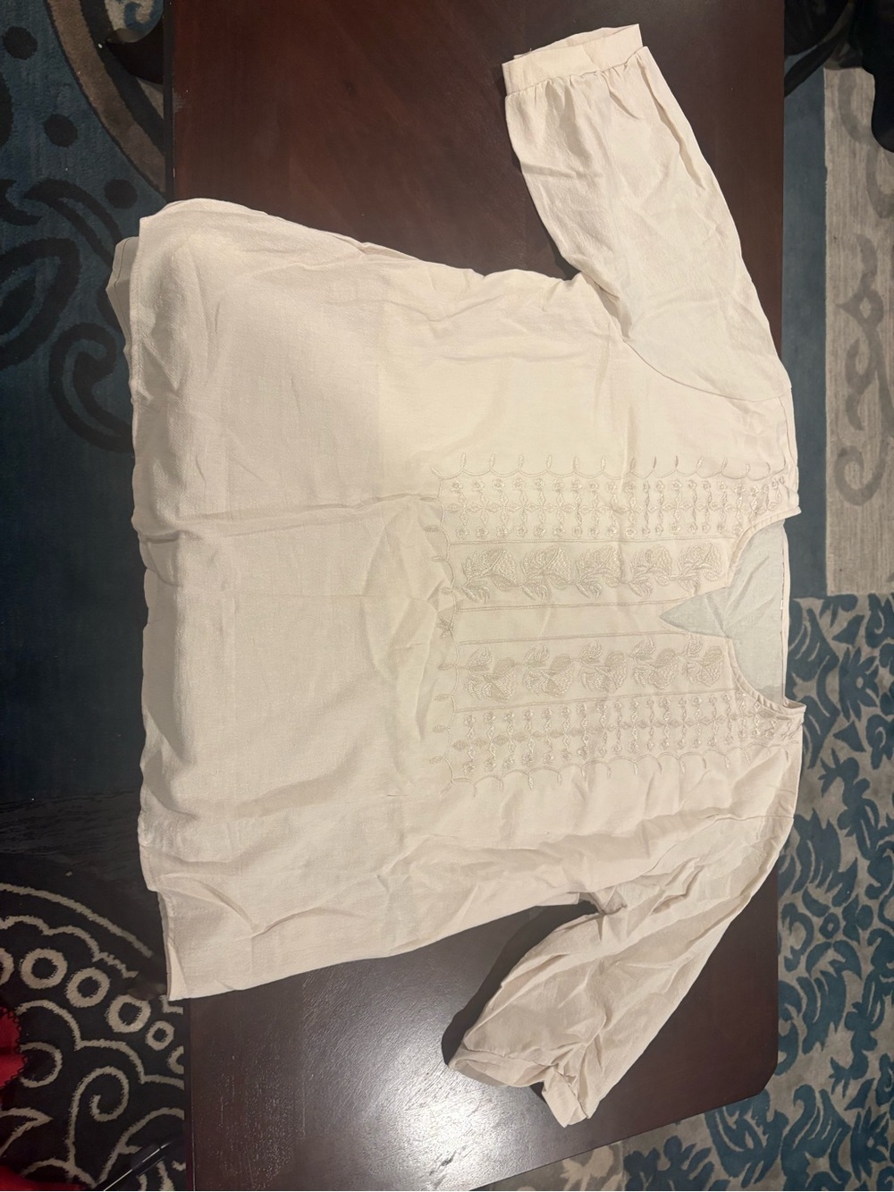 Women's Cream Embroidered Peasant Blouse